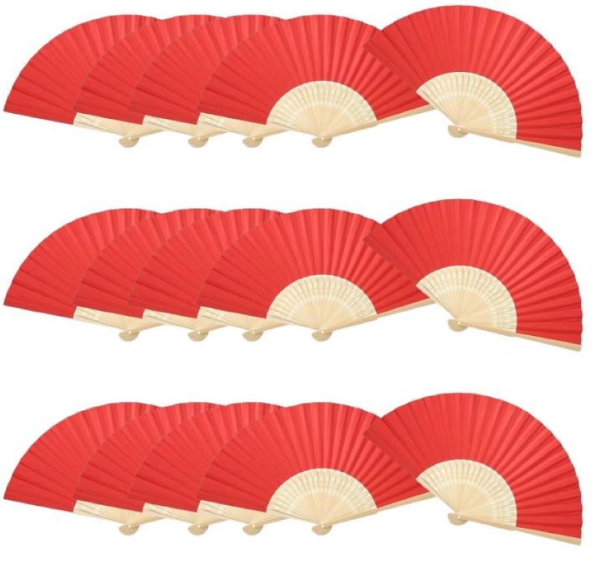 Bambu Kağıt Yelpaze 50 adet Kırmızı
